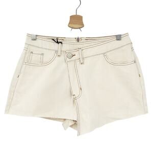 NWT River Island Womens Summer Asymmetrical‎ Cut Off Denim Skort Shorts Size 12
